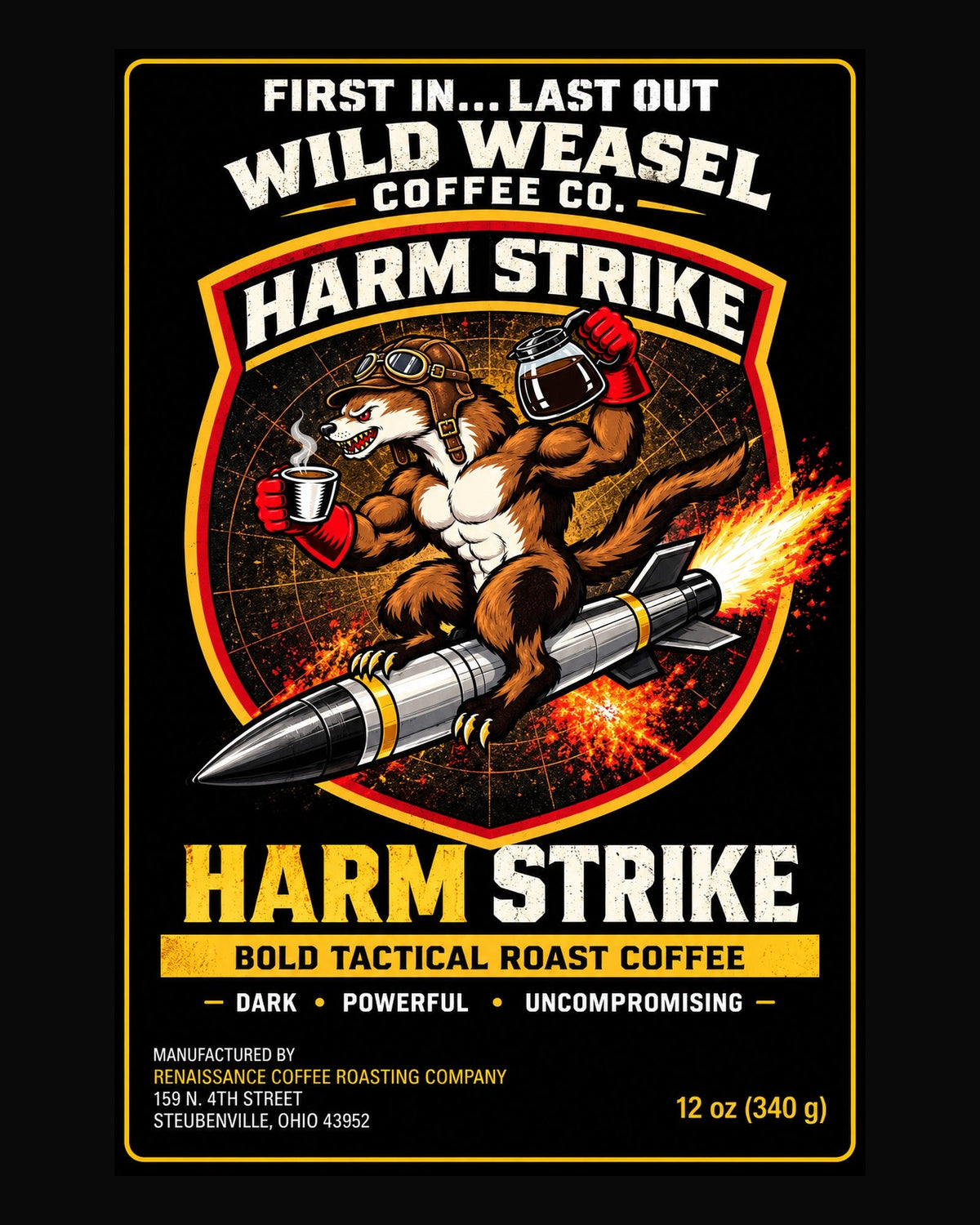 HARM Strike front label
